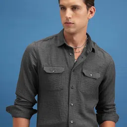 Locomotive Premium Men Linen Solid Utility Pocket Shirt-picture-16