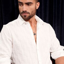 LOCOMOTIVE Premium Men Popcorn Textured Slim Fit Casual Shirt-image-33