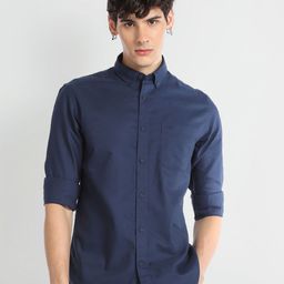 Flying Machine Slim Fit Button Down Collar Pure Cotton Casual Shirt-picture-24