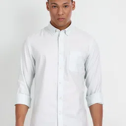 Flying Machine Men Blue Slim Fit Opaque Casual Shirt-image-50