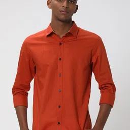 Mufti Slim Fit Spread Collar Cotton Linen Casual Shirt-image-100
