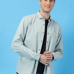 Mast & Harbour Sea Green Classic Slim Fit Spread Collar Casual Shirt-image-4
