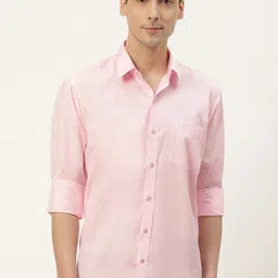 English Navy Men Classic Slim Fit Opaque Casual Shirt-image-61