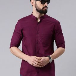 THE SOUL PATROL Band Collar Smart Slim Fit Pure Cotton Casual Shirt-image-95