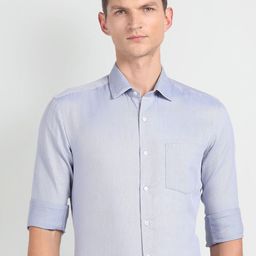 Arrow Slim Fit Textured Spread Collar Long Sleeves Casual Shirt-image-35