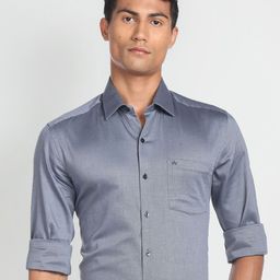 Arrow Textured Slim Fit Opaque Formal Shirt-image-51