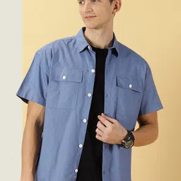 Thomas Scott Smart Spread Collar Short Sleeves Cotton Boxy Casual Shirt-image-65