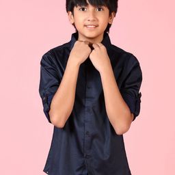 V-Mart Boys Spread Collar Solid Satin Party Shirt-picture-2