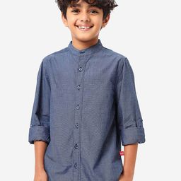 BONKIDS Boys Band Collar Casual Cotton Shirt-image-58