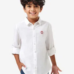 BONKIDS Boys Spread Collar Casual Cotton Shirt With Iron Man Embroidery-image-8