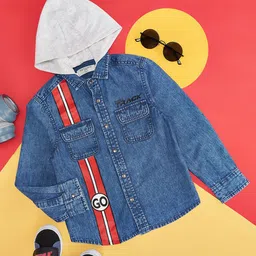 Pantaloons Junior Boys Hood Long Sleeves Cotton Casual Shirt-image-80