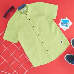 Pantaloons Junior Boys Cotton Spread Collar Curved Casual Shirt-43
