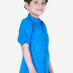 Superminis Boys Turquoise Blue Opaque Casual Shirt-image-10