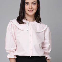 Style Quotient Pink Puff Sleeves Shirt Style Top-picture-35