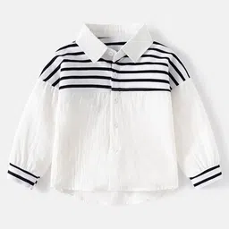 StyleCast Boys White Striped Spread Collar Cotton Casual Shirt-image-14