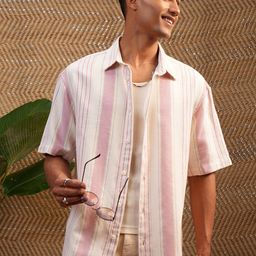 Locomotive Premium Men Mocklino Dobby Striped Oversized Shirt-picture-43
