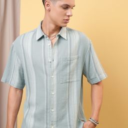LOCOMOTIVE Premium Dobby Textured Striped Oversized Shirt-image-81