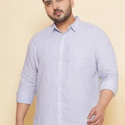 John Pride Plus Size Spread Collar Linen Casual Shirt-image-25