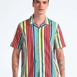 Flying Machine Multi Striped Pure Cotton Casual Shirt-image-94
