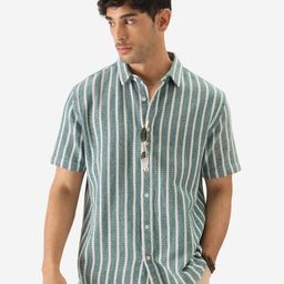 The Souled Store Stripes Spread Collar Short Sleeves Casual Shirt-image-50