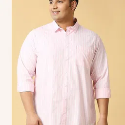 Sztori Plus Size Classic Vertical Striped Pure Cotton Casual Shirt-image-84