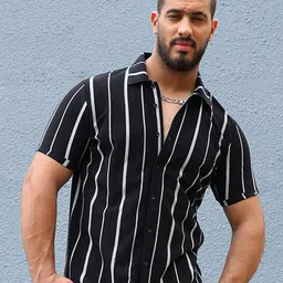 Instafab Plus Size Classic Vertical Stripes Cotton Casual Shirt-image-43