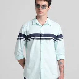 Jack & Jones Slim Fit Horizontal Stripes Pure Cotton Casual Shirt-image-26