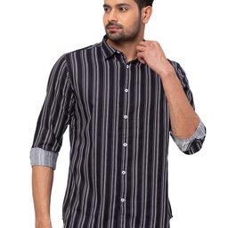 SNX Classic Tailored Fit Opaque Vertical Stripes Pure Cotton Casual Shirt-image-44