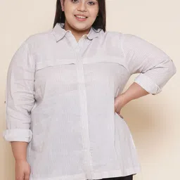 Kiaahvi by JOHN PRIDE Vertical Stripes Striped Linen Cotton Casual Shirt-image-25