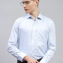 Monte Carlo Classic Opaque Self Design Cotton Formal Shirt-image-61