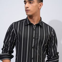 HIGHLANDER Slim Fit Striped Spread Collar Long Sleeves Cotton Casual Shirt-image-40