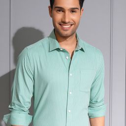 LOCOMOTIVE Premium Sage Textured Striped Casual Shirt-picture-32