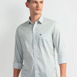 Arrow Sport Slim Fit Micro Ditsy Printed Spread Collar Twill Casual Shirt-image-92