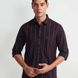 Arrow Sport Striped Spread Collar Cotton Curved Slim Fit Casual Shirt-picture-30