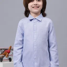 One Friday Boys Comfort Self Design Spread Collar Opaque Cotton Casual Shirt-picture-37