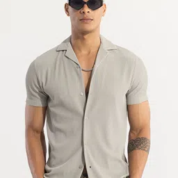 Snitch Grey Classic Boxy Opaque Striped Casual Shirt-image-16