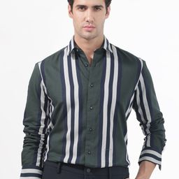 RARE RABBIT Men Modena Slim Fit Striped Cotton Shirt-image-47