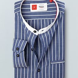 INVICTUS Men Blue & White Slim Fit Striped Sustainable Casual Shirt-picture-42