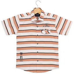 CAVIO Boys Peach-Coloured Multi Stripes Striped Casual Shirt-picture-13