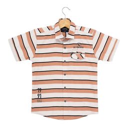 CAVIO Boys Peach-Coloured Multi Stripes Striped Casual Shirt-10