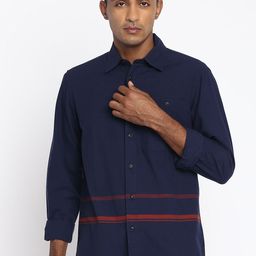 Lee Men Blue Classic Horizontal Striped Casual Shirt-image-113