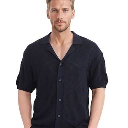 RARE RABBIT Men Comfort Relaxed Fit Cuban Collar Textured Cotton Casual Shirt-image-55