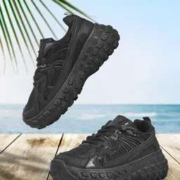 Jove Women Black Textured Sneakers-51