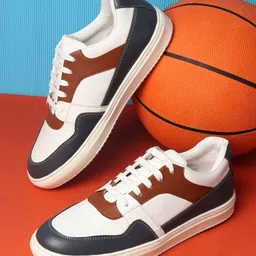 Carlton London Men White & Brown Colourblocked Sneakers-image-11