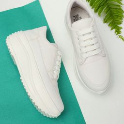 The Roadster Lifestyle Co. Women White Comfort Insole Basics Flatform Sneakers-37