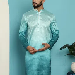 SOJANYA Ethnic Motifs Woven Design Jacquard Mandarin Collar Straight Kurta-52