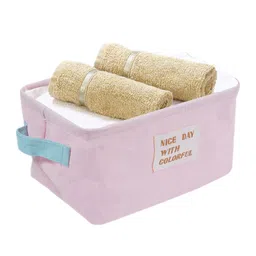 HOUSE OF QUIRK Pink Textured Foldable Laundry Bag-50