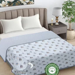 FABINALIV Grey & Brown Printed Reversible Pure Cotton AC Room 300 GSM Double Bed Dohar-image-37