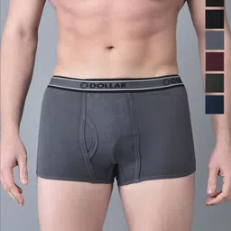 Dollar Bigboss Men Solid Pack of 5 Combed Cotton Double Pouch Support Trunk-24