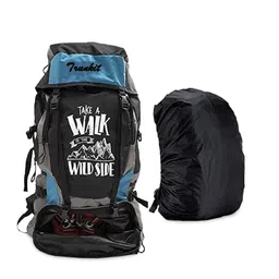 TRUNKIT Blue And Black Printed Trekking Hiking Travel Bag Rucksacks-50